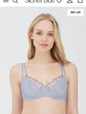 Skarlett Blue Lace Underwire Bra in Dusty Blue